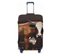 OUSIKA Travel Luggage Cover Elastic Suitcase Cover with Invisible zipper Cow in brown leather Washable Suitcase Protector Cute Anti Scratch Luggage Protector for 18-31 inch Suitcase, Black, M