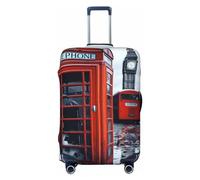 OUSIKA Travel Luggage Cover Elastic Suitcase Cover with Invisible zipper England UK Retro London Telephone Washable Suitcase Protector Cute Anti Scratch Luggage Protector for 18-31 inch Suitcase,