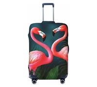 OUSIKA Travel Luggage Cover Elastic Suitcase Cover with Invisible zipper Flamingo Flowers Washable Suitcase Protector Cute Anti Scratch Luggage Protector for 18-31 inch Suitcase, Black, L