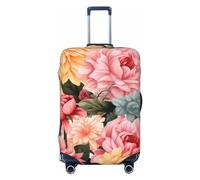 OUSIKA Travel Luggage Cover Elastic Suitcase Cover with Invisible zipper Flower pattern Washable Suitcase Protector Cute Anti Scratch Luggage Protector for 18-31 inch Suitcase, Black, S