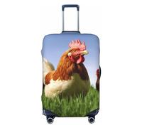 OUSIKA Travel Luggage Cover Elastic Suitcase Cover with Invisible zipper Funny Chicken Grass Washable Suitcase Protector Cute Anti Scratch Luggage Protector for 18-31 inch Suitcase, Black, XL