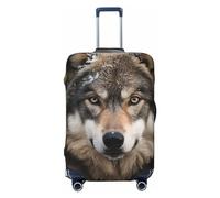 OUSIKA Travel Luggage Cover Elastic Suitcase Cover with Invisible zipper Lmage of wolf in the snow Washable Suitcase Protector Cute Anti Scratch Luggage Protector for 18-31 inch Suitcase, Black, S