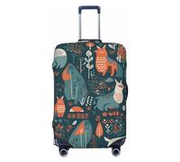OUSIKA Travel Luggage Cover Elastic Suitcase Cover with Invisible zipper Scandinavian Animals Washable Suitcase Protector Cute Anti Scratch Luggage Protector for 18-31 inch Suitcase, Black, S