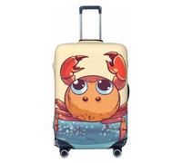 OUSIKA Travel Luggage Cover Elastic Suitcase Cover with Invisible zipper Summer cartoon crab Washable Suitcase Protector Cute Anti Scratch Luggage Protector for 18-31 inch Suitcase, Black, L