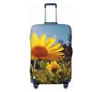OUSIKA Travel Luggage Cover Elastic Suitcase Cover with Invisible zipper Yellow flower under the sun Washable Suitcase Protector Cute Anti Scratch Luggage Protector for 18-31 inch Suitcase, Black, M