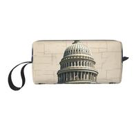 OUSIKA United States Capitol Cosmetic Bags for Women Portable Makeup Bag Travel Storage Bag Daily Receive Bag Large Capacity Toiletry Bag, White, One Size, Travel