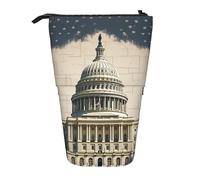 OUSIKA United States Capitol Pencil Case Standing Cute Pencil Bag Telescopic Pencil Pouch Pop Up Pen Holder Makeup Bag for Women Men