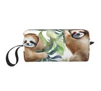 OUSIKA Watercolor Sloth Cosmetic Bags for Women Portable Makeup Bag Travel Storage Bag Daily Receive Bag Large Capacity Toiletry Bag, White, One Size
