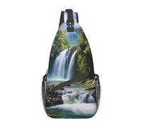 OUSIKA Waterfall Landscape Painting Sling Bag Lightweight Chest Bag Crossbody Bag Shoulder Bag Sports Backpack For Women Men