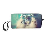 OUSIKA White Dream Catcher Feather Cosmetic Bags for Women Portable Makeup Bag Travel Storage Bag Daily Receive Bag Large Capacity Toiletry Bag, White, One Size