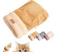 Ousinby Cat Winter Sleeping Bag, Cats Sleeping Bag for Indoor Cat Self Warming Pet Bed Calm and Cozy Wrap for Indoor Small Pets (Brown)