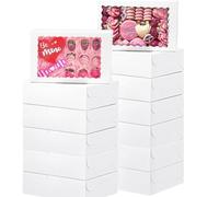 Ousinby Cookie Boxes, 12Pcs Dessert Boxes with Clear Window 8" x 8" x 2.5" /12" x 8" x 2.5" Large Bakery Boxes White Treat Boxes for Muffins, Cupcakes & Pastries (20X30CM)