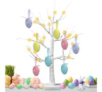 Ousinby Easter Tree with Lights and Colourful Fillable Eggs, Twig Tree with Lights Easter Table Decorations with Various Eggs, Easter Decorations Gifts for Children