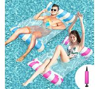Ousinby Pool Float Hammock 2 pack ，inflatable hammock Inflatable Pool Bed Swimming Pool Hammock Floating Chair Bed Raft Recliner Float Lounger Float Hammock with Infloator Pump for Adults Kids