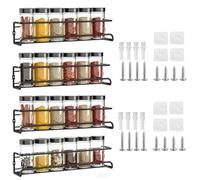 Ousinby Spice Racks, 4Pcs Spice Storage Organiser for Inside Cupboard Wall Mounted Spice Rack Spice Shelf Condiment Holder With Adhesive Sticker and Screws for Kitchen Condiments Cabinet Door