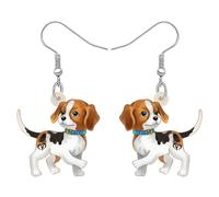 OUSIO Acrylic Cute Beagle Dog Earrings Two Side Print Playful Collar Puppy Dangle Jewellry For Women Dog Lovers Lightweight Charms Doggy Accessories Gifts (Brown)