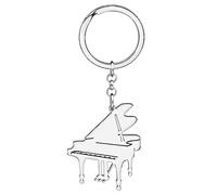 OUSIO Stainless Steel 18K Gold Classical Piano Keychain Musical Instrument Key Ring For Women Car Wallet Backpack Charm Gifts (Silver)