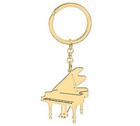 OUSIO Stainless Steel 18K Gold Classical Piano Keychain Musical Instrument Key Ring For Women Car Wallet Backpack Charm Gifts (Gold)