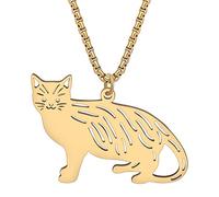 OUSIO Stainless Steel 18K Gold Plated Adorable Persian Cat Necklace Charming Pets Pendant Jewellry Holiday Gifts For Women Cat Lovers (18K Gold Plated)