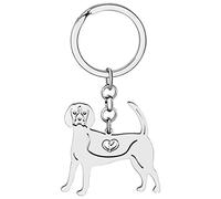 OUSIO Stainless Steel 18K Gold Plated Beagle Dog Keychain Cute Puppy Animals Key Ring Charm For Women Car Key Bag Decor Gifts (Silver)