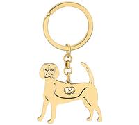 OUSIO Stainless Steel 18K Gold Plated Beagle Dog Keychain Cute Puppy Animals Key Ring Charm For Women Car Key Bag Decor Gifts (Gold)
