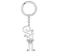 OUSIO Stainless Steel 18K Gold Plated Cute Peach Monkey Keychain Forest Animals Trendy Wallet Car Backpack Key Ring For Women (Silvery)
