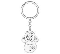 OUSIO Stainless Steel 18K Gold Plated Lovely Poodle Dog Keychain Charm Puppy Key Ring For Women Car Wallet Backpack Dog Gifts (Silver)