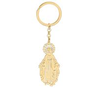 OUSIO Stainless Steel 18K Gold Plated Virgin Mary Keychain Angel Key Ring Trendy Wallet Car Backpack Religious Gift For Women (Gold)