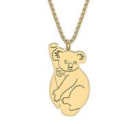 OUSIO Stainless Steel 18K Gold Silver Plated Adorable Koala Necklace Australia Bear Animals Pendant Jewellry Charms For Women Gifts (18K Gold Plated)