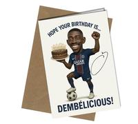 Ousmane Dembele Autograph Birthday Card Reproduction Pre Printed - Funny Football Caricature with Printed | PSG Memorabilia, Humorous Birthday Gift for Football Fans and Collectors No1990