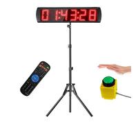 Ousmile Gym Timer, 5 Inch Gym Clock with Stand, Large LED Digital Wall Clock with Remote Control, Countdown/Up, 6 Digits Stopwatch Race Timing Clocks, 12/24H Digital Timer for Marathon Home Gym Garage