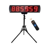 Ousmile Gym Timer, 5 Inch Gym Clock with Stand, Large LED Digital Wall Clock with Remote Control, Countdown/Up, 6 Digits Stopwatch Race Timing Clocks, 12/24H Digital Timer for Marathon Home Gym Garage
