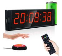 Ousmile Gym Timer Clock for Home Gym, Fitness Timing with Start/Stop Button, Interval Timer for Workout, Stopwatch/Countdown Time with Remote, 12/24H Digital Wall Clock Gym Accessories(Battery)