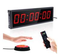 Ousmile Gym Timer Clock for Home Gym, Stopwatch/Countdown Timer with Wireless Start/Stop Button, HIIT/TABATA/FGB Interval Timing, Portable Digital Workout Time (1 Button)