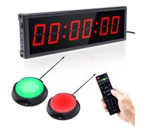 Ousmile Gym Timer Clock for Home Gym, Stopwatch/Countdown Timer with Wireless Start/Stop Button, HIIT/TABATA/FGB Interval Timing, Digital Workout Timer 12/24H Wall Clock (2 Button)