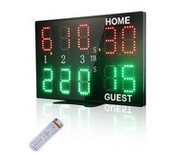 Ousmile Large Electronic Scoreboard, Digital Scoreboard with Remote Control, 10-digit Led Scoreboard with Buzzer, Electronic Scoreboard Score Keeper for Indoor Outdoor Tennis Competition