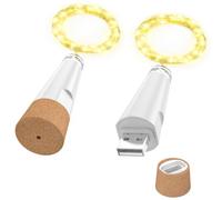 OUSMIN String Lights, USB Rechargeable Wine Bottle Lights with Cork, 2024 Version USB Fairy Light for Party Christmas
