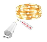 OUSMIN USB Rechargeable Fairy String Lights, 2m/7ft 20 LED Twinkle Lights - Battery Operated for Mason Jars Wedding Centerpieces Decor Table Decorations Christmas