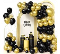 Ousuga Black and Gold Balloons, 103pcs Different Sizes Latex Black Gold Confetti Balloon Arch Kit with Ribbon for Birthday Annivrsary Graduation New Years Eve Party Decorations