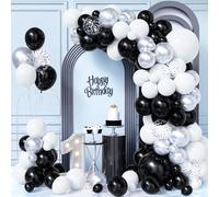 Ousuga Black Silver Balloons, 103 Pcs Black White Balloon Arch with Confetti Balloons Garland Arch Kit for Birthday Graduation Wedding Anniversary New Years Eve Party Decorations