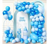 Ousuga Blue Balloon Arch Kit,103 pcs Different Sizes Latex Blue Balloons with Metallic Blue Baby Blue Confetti Balloon for Kids Boys Men Girls Women Birthday Engagement Wedding Party Decoration