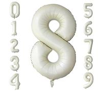 Ousuga Cream Number Balloons 8, Large 40 Inch Beige Birthday 8 Balloon Helium Foil Digit with Self-sealing Design Party for Girls Boys Anniversary Baby Shower Decorations