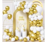 Ousuga White Gold Balloons - Balloon Arch Kit, 103 Pcs Metallic Gold and White Balloon Confetti Balloons Garland Arch for Birthday Wedding Anniversary Baby Shower New Years Eve Party Decorations