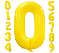 Ousuga Yellow Number 0 Balloon, 40 Inch 0-9 Birthday Age Balloons Large Helium Foil Lemon Digit Party Decorations for Anniversary Baby Shower Daisy Supplies