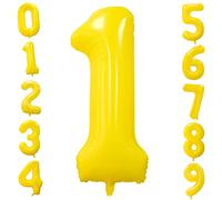 Ousuga Yellow Number 1 Balloon, 40 Inch Number 0-9 Birthday Age Balloons Large Helium Foil Balloons Lemon Yellow Digit Balloons Party Decor for Birthday Anniversary Baby Shower Daisy Party Supplies