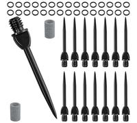 Ousuwo 15Pcs Steel Dart Tips, Replacement Black Metal Dart Points with 30 Rubber O-Rings & 2 Sharpeners for Professional Soft Tip Darts Conversion, Durable Accessories for Dart Players