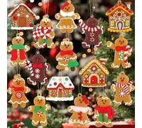 Ousuwo 16Pcs Gingerbread Man Christmas Decorations, Adorable Assorted Hanging Gingerbread Ornaments Festive Xmas Tree Hanging Decor for Holiday Party