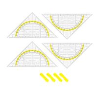 Ousuwo 4Pcs Multifunctional Measuring Triangle Ruler Set - Square with Handle, Flexible Shatterproof Transplastic Design for Student, Office & Designer Use - 20.8X8.5cm Drafting & Drawing Tools