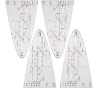 Ousuwo 4Pcs Parabolic Stencils Set, Maths Geometry Template with Cosine & Tangent Curves, Flexible Plastic Ruler for Students, Drawing Functions, Graphs and Arcs - 12.2 x 6.8 cm