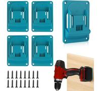 Ousuwo 5Pcs Power Tool Wall Mount for Makita 18V Tools, Screwdriver Holder with Screws Garage Storage(Cyan)